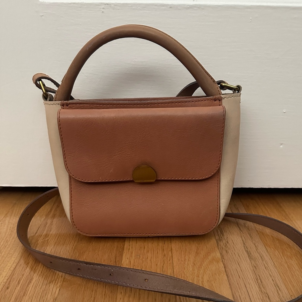 Madewell L84811 Women’s Two Tone Leather The Mini Abroad Crossbody Bag